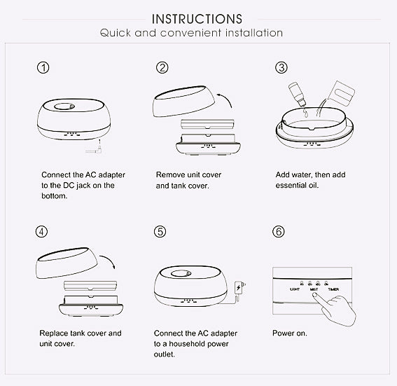 HOMEFISH 500ml Ultrasonic Aroma Diffuser – Colorful LED Humidifier